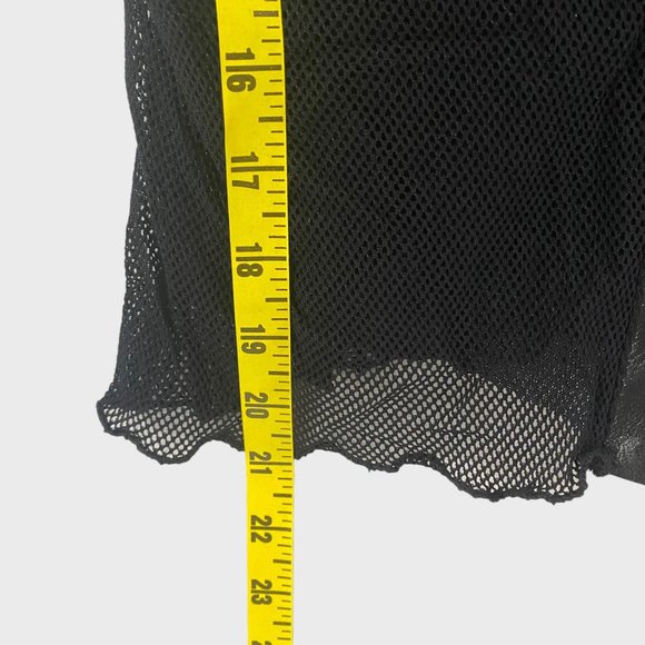 Isabel Leather & Mesh Button-Up Blouse Womens Medium Black Abstract Panel Top - Picture 14 of 14